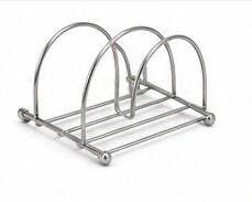 A chrome wire toast rack