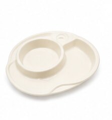 A cream plate with a divided well for dipping