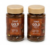 Two sealed jars of Tesco Gold instant coffee